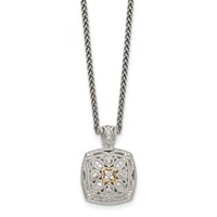 Shey Couture Sterling Silver Antiqued Necklace with 14K Accent Diamond Vintage, 18" view 2