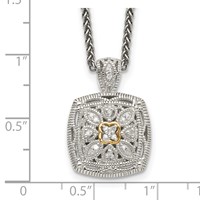Shey Couture Sterling Silver Antiqued Necklace with 14K Accent Diamond Vintage, 18" view 3