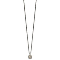 Shey Couture Sterling Silver Antiqued Necklace with 14K Accent Diamond Round Pendant, 18" view 2