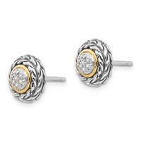 Shey Couture Sterling Silver Antiqued Earrings with 14K Accent Diamond Post view 2