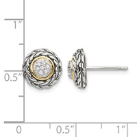 Shey Couture Sterling Silver Antiqued Earrings with 14K Accent Diamond Post view 4
