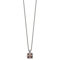 Shey Couture Sterling Silver Necklace with 14K Accent Antiqued Diamond and Marquise Garnet, 18" view 2