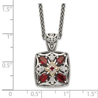 Shey Couture Sterling Silver Necklace with 14K Accent Antiqued Diamond and Marquise Garnet, 18" view 3