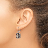 Shey Couture Sterling Silver Earrings with 14K Accent Antiqued Diamond and Marquise Garnet Leverback view 3
