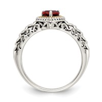 Shey Couture Sterling Silver Ring with 14K Accent Antiqued Heart Garnet view 2