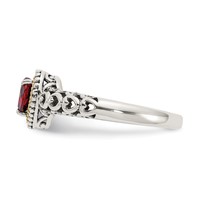 Shey Couture Sterling Silver Ring with 14K Accent Antiqued Heart Garnet view 3