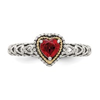 Shey Couture Sterling Silver Ring with 14K Accent Antiqued Heart Garnet view 5