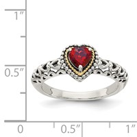 Shey Couture Sterling Silver Ring with 14K Accent Antiqued Heart Garnet view 4