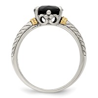 Shey Couture Sterling Silver Ring with 14K Accent Antiqued Oval Garnet view 2