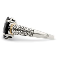 Shey Couture Sterling Silver Ring with 14K Accent Antiqued Oval Garnet view 3