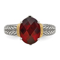 Shey Couture Sterling Silver Ring with 14K Accent Antiqued Oval Garnet view 5