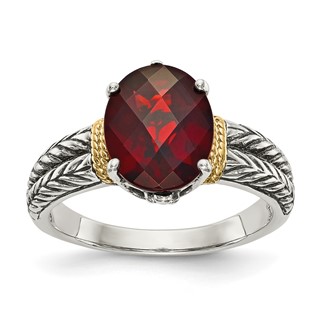 Sterling Silver with 14k Gemstone Ring                               