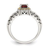 Shey Couture Sterling Silver Ring with 14K Accent Antiqued Cushion Garnet view 2