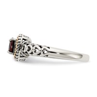 Shey Couture Sterling Silver Ring with 14K Accent Antiqued Cushion Garnet view 3