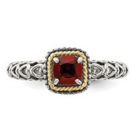 Shey Couture Sterling Silver Ring with 14K Accent Antiqued Cushion Garnet view 5