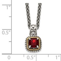Shey Couture Sterling Silver Necklace with 14K Accent Antiqued Cushion Garnet, 18" view 3