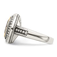 Shey Couture Sterling Silver with 14K Accent Antiqued Cushion Bezel Garnet Ring view 3