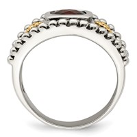 Shey Couture Sterling Silver Ring with 14K Accent Antiqued Cushion Bezel Garnet view 2