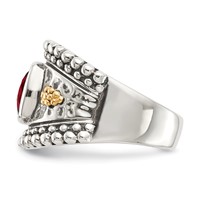 Shey Couture Sterling Silver Ring with 14K Accent Antiqued Cushion Bezel Garnet view 3