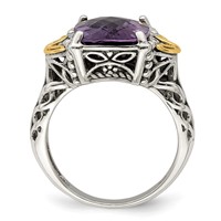 Shey Couture Sterling Silver Ring with 14K Accent Antiqued Cushion Amethyst view 2