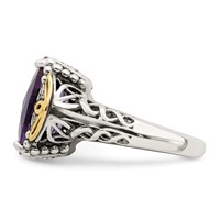 Shey Couture Sterling Silver Ring with 14K Accent Antiqued Cushion Amethyst view 3