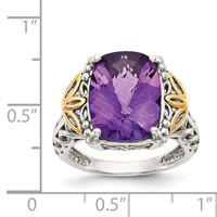 Shey Couture Sterling Silver Ring with 14K Accent Antiqued Cushion Amethyst view 4