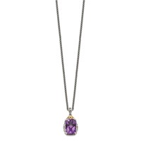 Shey Couture Sterling Silver Necklace with 14K Accent Antiqued Cushion Amethyst - 18in view 2