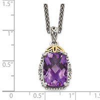 Shey Couture Sterling Silver Necklace with 14K Accent Antiqued Cushion Amethyst - 18in view 3
