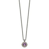 Shey Couture Sterling Silver Necklace with 14K Accent Antiqued Cushion Amethyst, 18" view 2