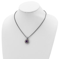 Shey Couture Sterling Silver Necklace with 14K Accent Antiqued Cushion Amethyst, 18" view 4