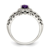 Shey Couture Sterling Silver Ring with 14K Accent Antiqued Amethyst Heart view 2