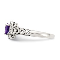 Shey Couture Sterling Silver Ring with 14K Accent Antiqued Amethyst Heart view 3