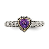 Shey Couture Sterling Silver Ring with 14K Accent Antiqued Amethyst Heart view 5