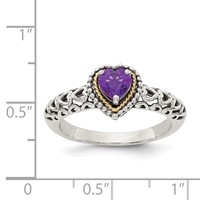 Shey Couture Sterling Silver Ring with 14K Accent Antiqued Amethyst Heart view 4