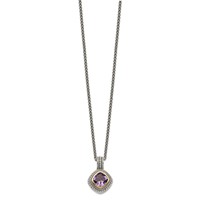 Shey Couture Sterling Silver Necklace with 14K Accent Antiqued Cushion Bezel Amethyst, 18" view 2