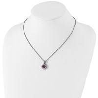 Shey Couture Sterling Silver Necklace with 14K Accent Antiqued Cushion Bezel Amethyst, 18" view 4
