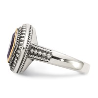 Shey Couture Sterling Silver Ring with 14K Accent Antiqued Cushion Bezel Amethyst view 4