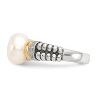 Shey Couture Sterling Silver Ring with 14K Accent Antiqued Diamond and 9.5-10mm Freshwater Cultured Pearl view 3
