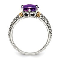Shey Couture Sterling Silver with 14K Accent Antiqued Oval Amethyst Ring view 2