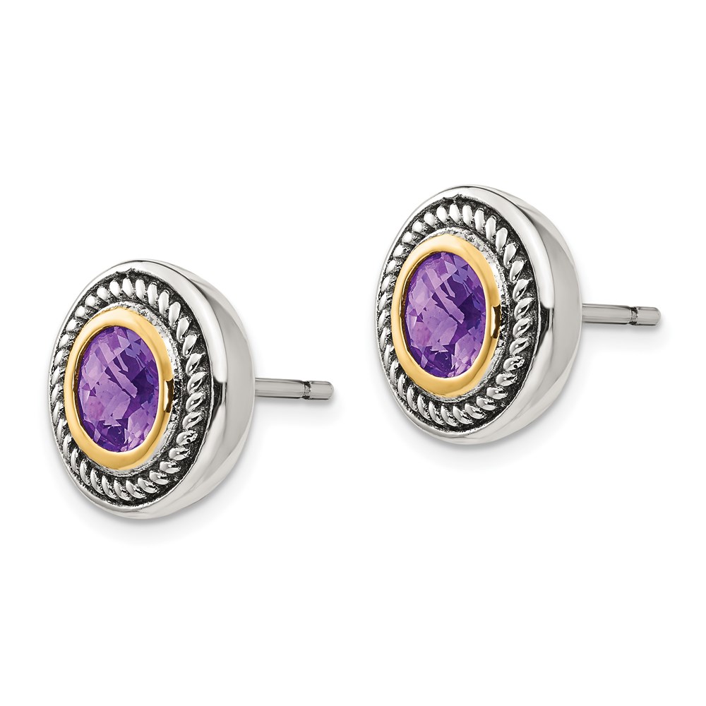 Shey Couture 925 Sterling Silver with Gold-Tone Accent Amethyst Earrings, 12 MM GORĄCE zapasy
