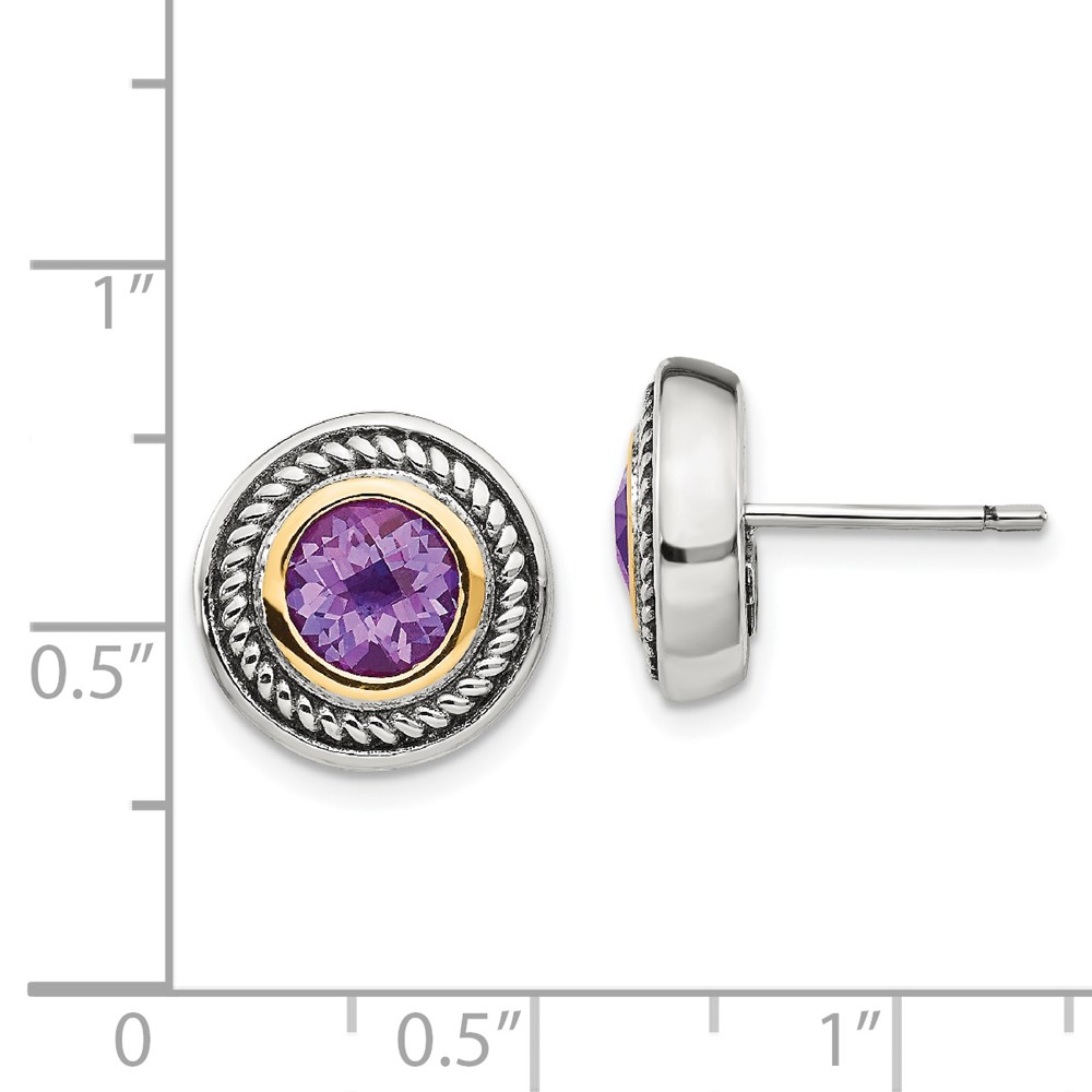 Shey Couture 925 Sterling Silver with Gold-Tone Accent Amethyst Earrings, 12 MM GORĄCE zapasy