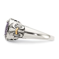 Shey Couture Sterling Silver with 14K Accent Antiqued Cushion Amethyst Ring view 3