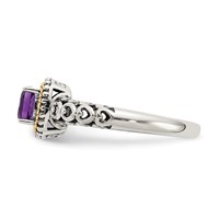 Shey Couture Sterling Silver with 14K Accent Antiqued Cushion Amethyst Ring view 3