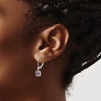 Shey Couture Sterling Silver Earrings with 14K Accent Antiqued Cushion Amethyst Leverback Dangle view 3
