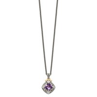 Shey Couture Sterling Silver Necklace with 14K Accent Antiqued Cushion Amethyst, 18" view 2