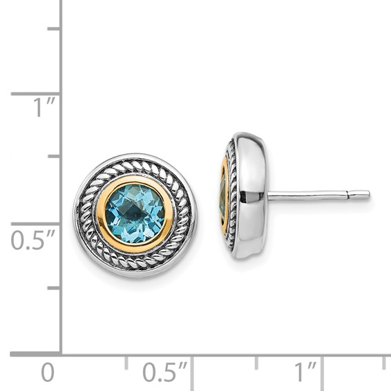 Sterling Silver with 14K Accent Gemstone Earrings