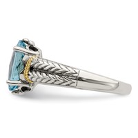 Shey Couture Sterling Silver Ring with 14K Accent Antiqued Oval Blue Topaz view 3