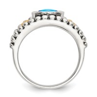 Shey Couture Sterling Silver Ring with 14K Accent Antiqued Checkerboard Bezel Blue Topaz view 2