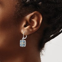 Shey Couture Sterling Silver Earrings with 14K Accent Antiqued Diamond and Marquise Blue Topaz Leverback view 3