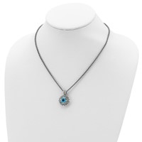 Shey Couture Sterling Silver Necklace with 14K Accent Antiqued Cushion Blue Topaz, 18" view 4